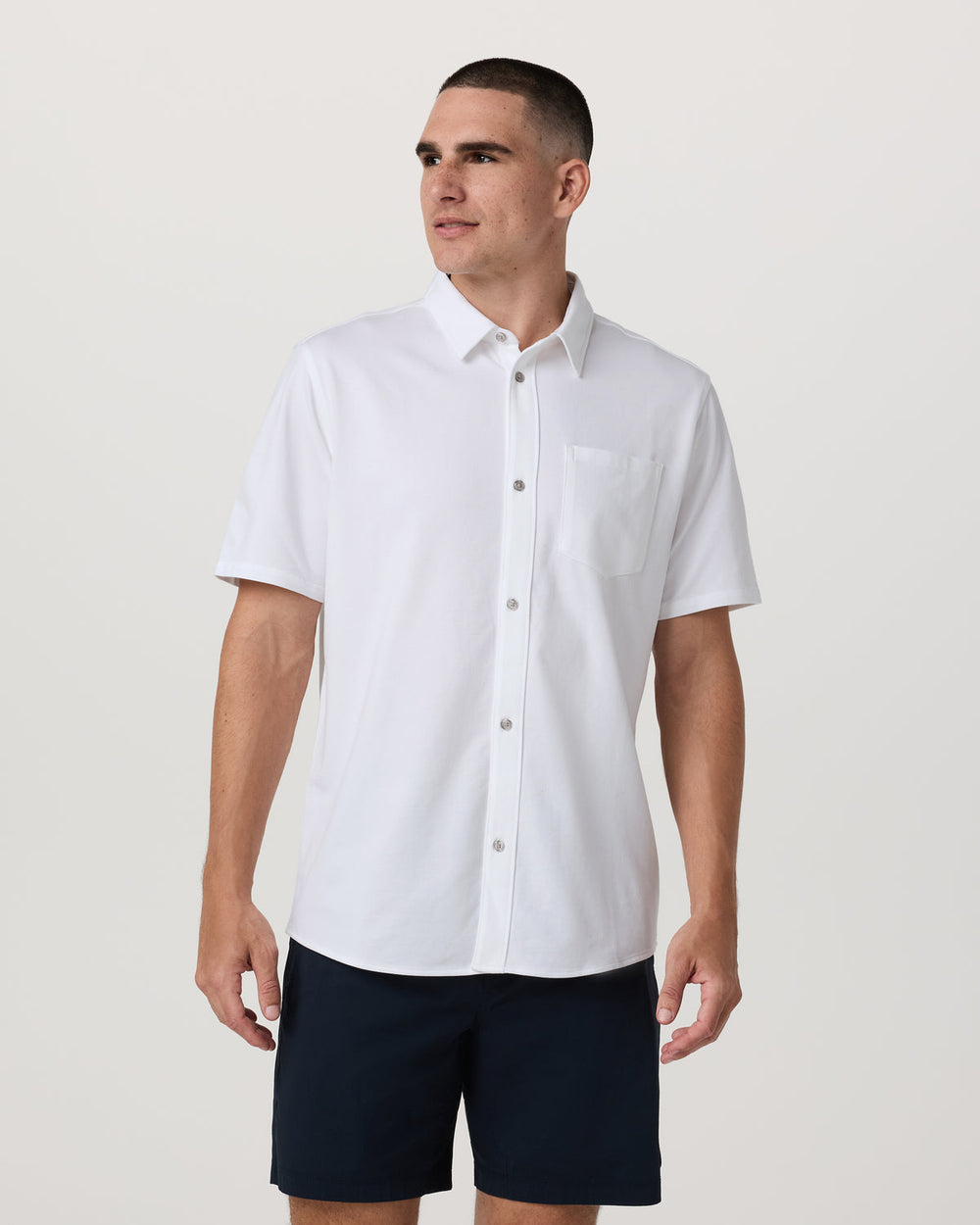 Short Sleeve Knit Oxford Button Down - Classic Fit White | Vuori On sale