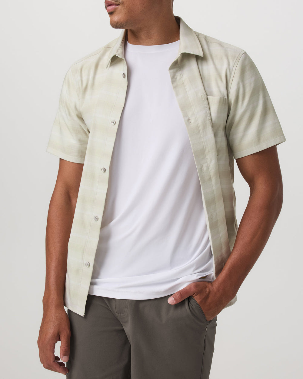 Men's Short Sleeve Plaid Button Down Shirt Sandalwood | Vuori For sale