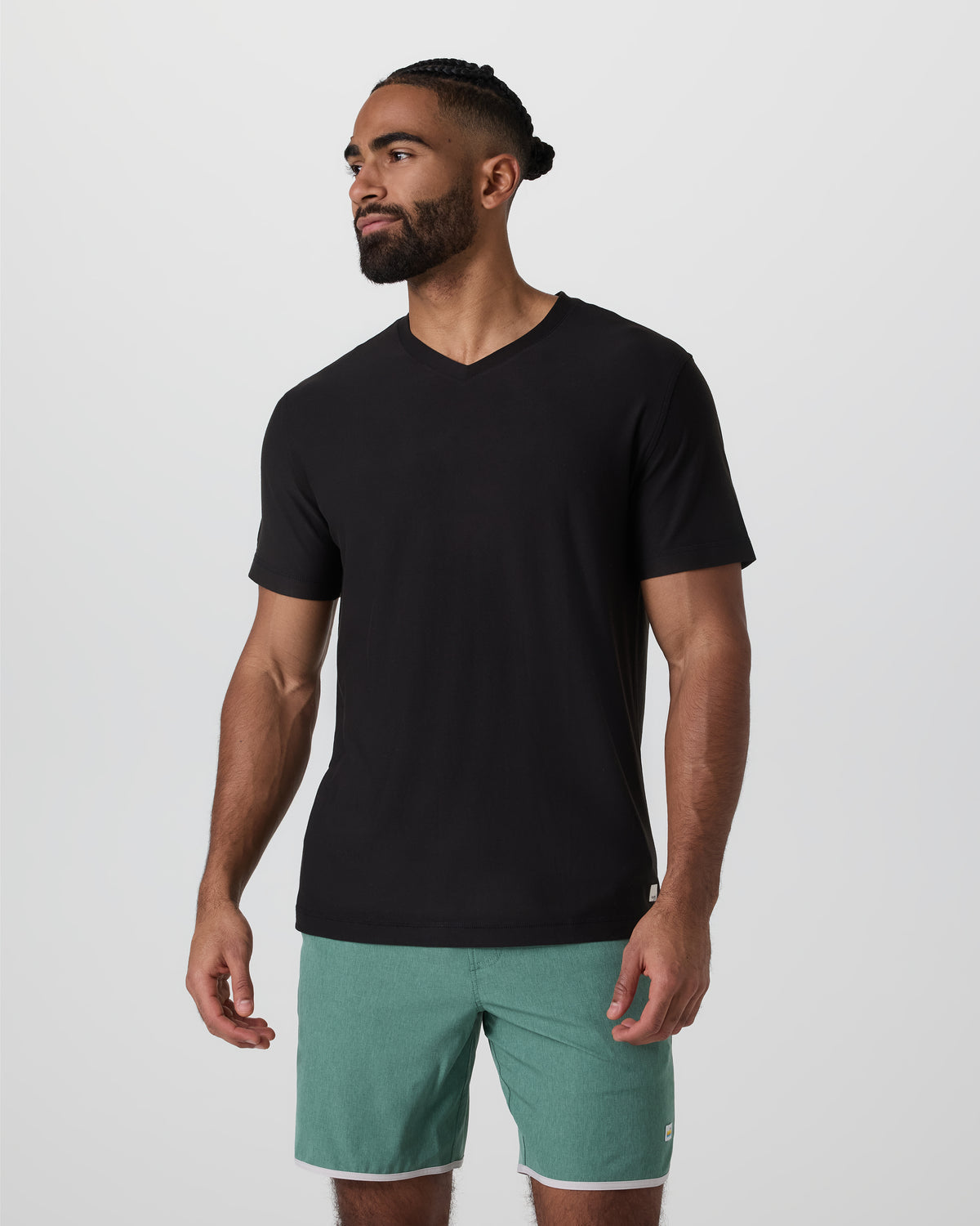 Strato Tech V-Neck Tee Black Workout Shirt | Vuori