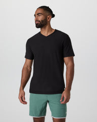 Strato Tech V-Neck Tee Black Workout Shirt | Vuori
