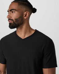 Strato Tech V-Neck Tee Black Workout Shirt | Vuori