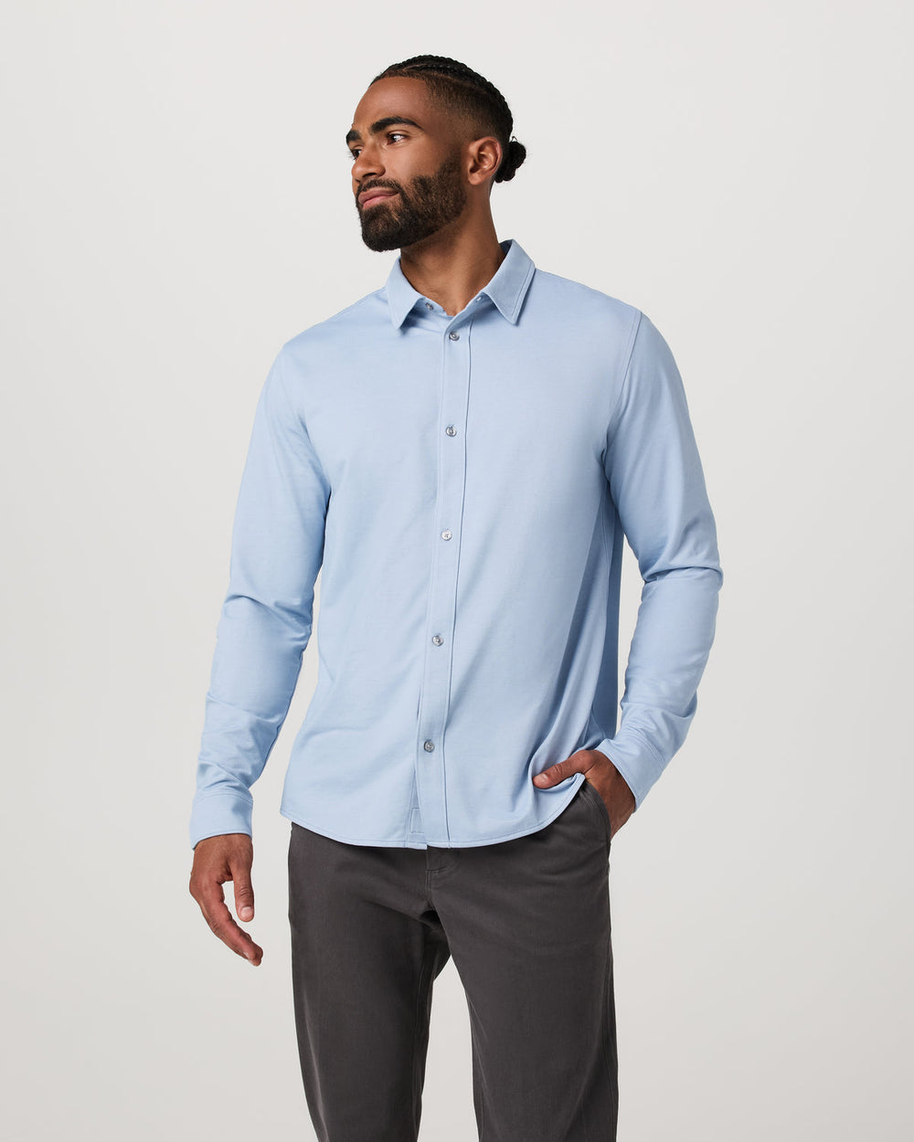 Men's Long Sleeve Knit Oxford Button Down Blue Dusk | Vuori Sale
