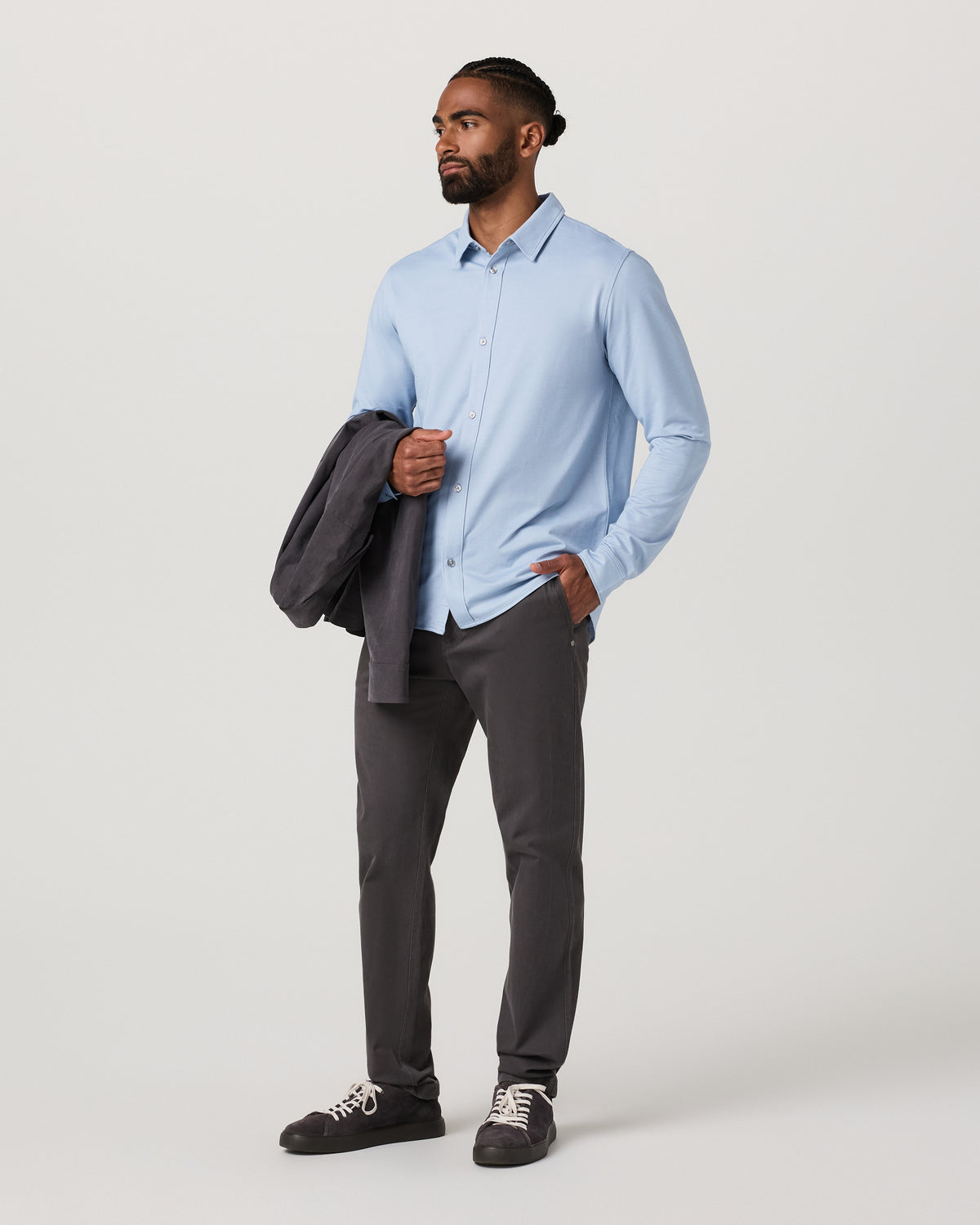 Men's Long Sleeve Knit Oxford Button Down Blue Dusk | Vuori Sale