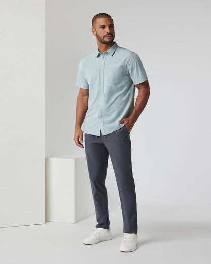 Short-Sleeve Bridge Button Down Chalk Blue Falling Fronds | Vuori For sale