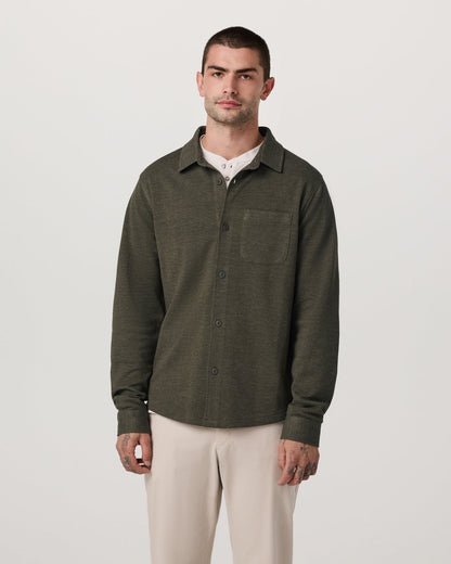 Jeffreys Overshirt Men's Olive Heather Button-Up Shirt | Vuori Online