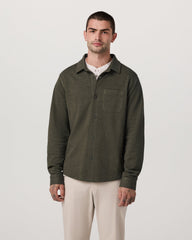 Jeffreys Overshirt Men's Olive Heather Button-Up Shirt | Vuori Online