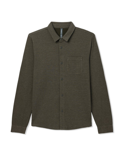 Jeffreys Overshirt Men's Olive Heather Button-Up Shirt | Vuori Online