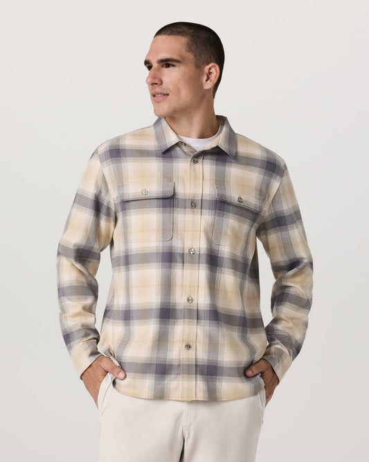 Long Sleeve Flannel Button Down Men's Cavern Grey Shirt | Vuori US
