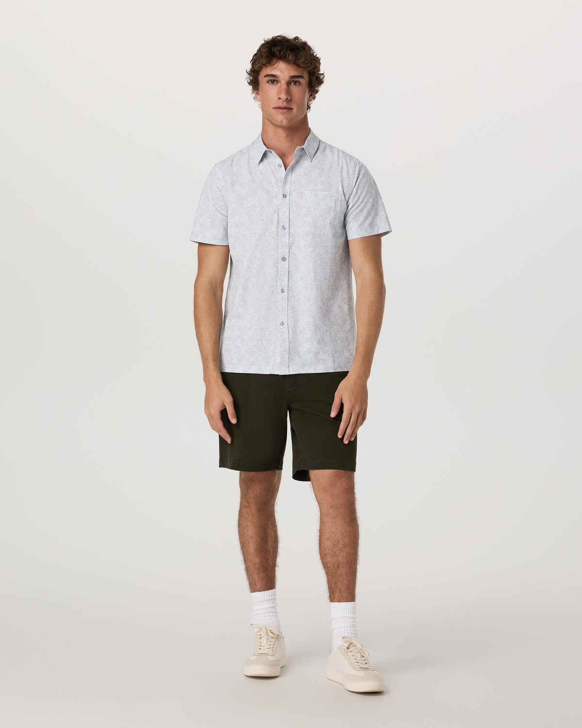 Short Sleeve Bridge Button Down Men's Frost Grey Shirt | Vuori Clothing