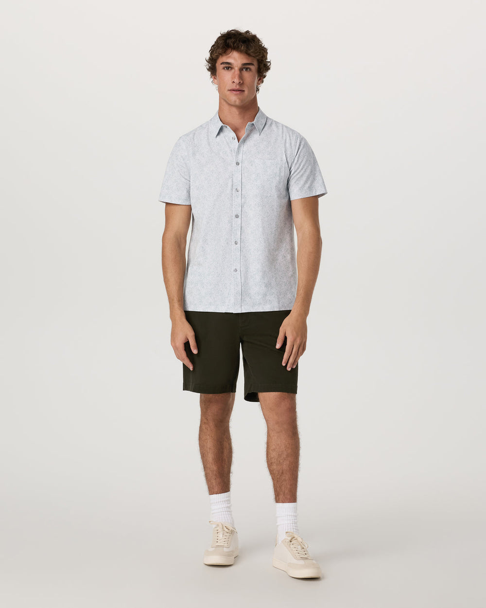 Short Sleeve Bridge Button Down Men's Frost Grey Shirt | Vuori Clothing