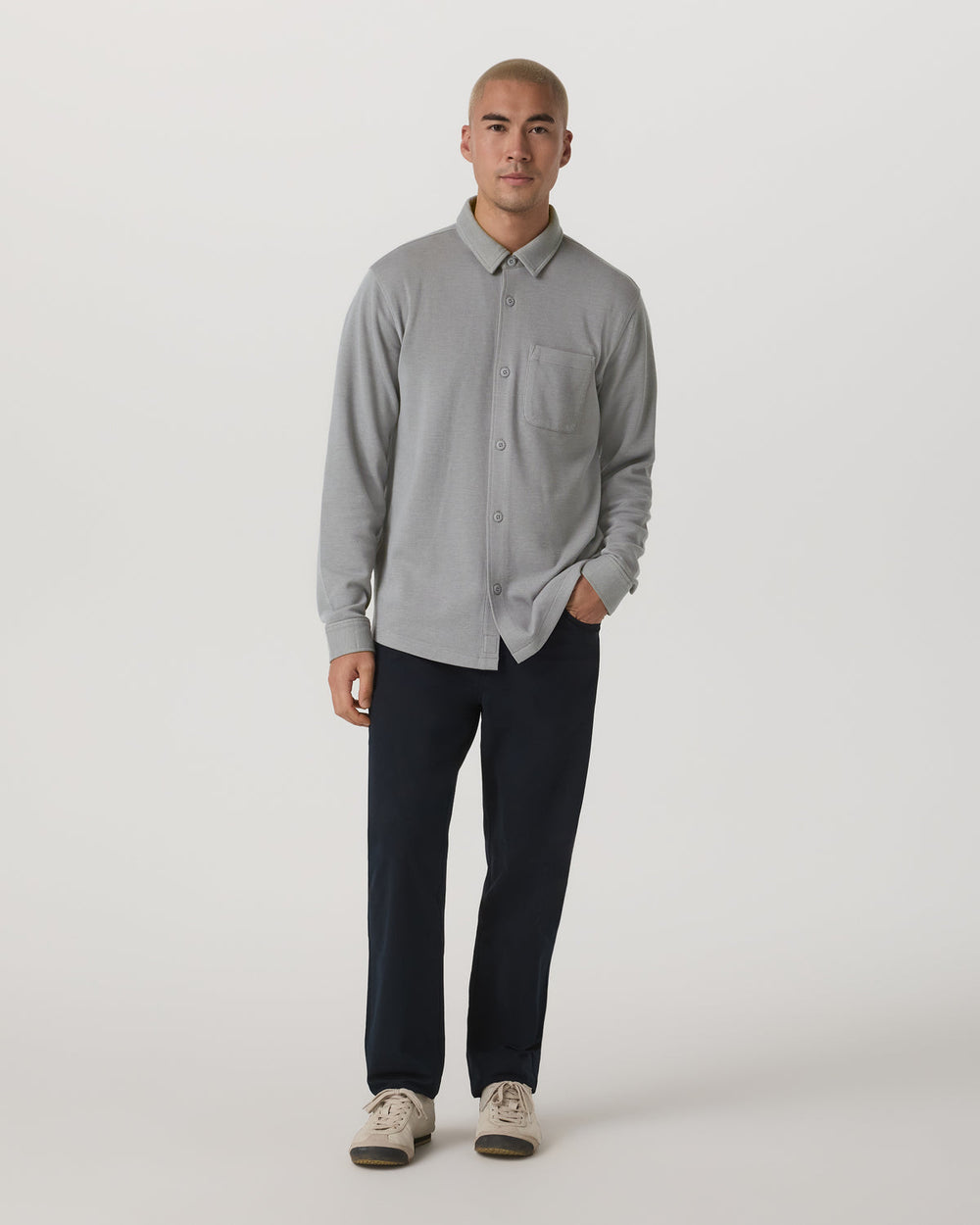 Jeffreys Overshirt Men's Grey Button-Up Shirt | Vuori