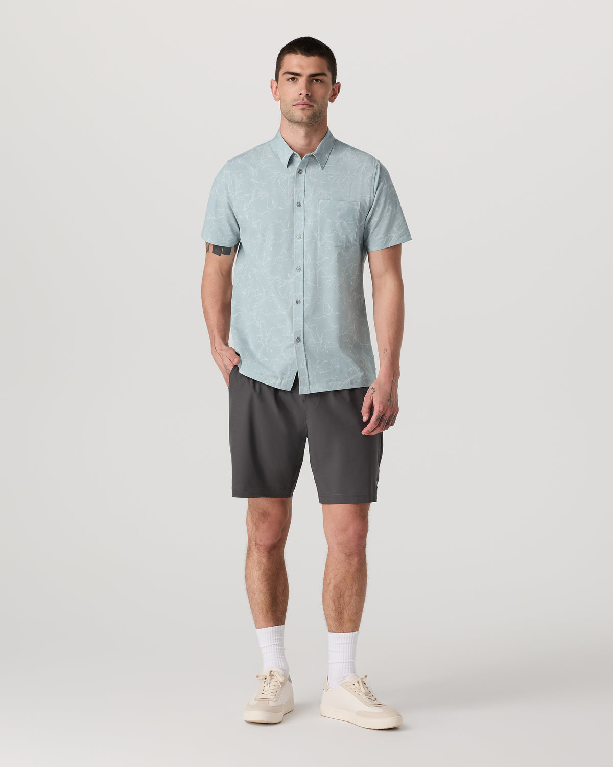 Short Sleeve Bridge Button Down Men's Chalk Blue Shirt | Vuori For sale