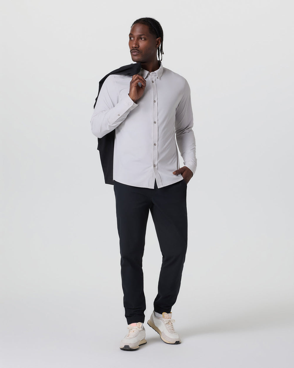 Long Sleeve TravelLite Button Down Frost Grey | Vuori Online