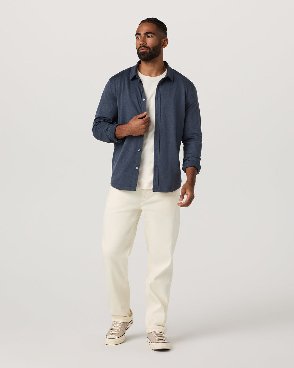 Men's Long Sleeve Ponto Button Down Azure Heather | Vuori Discount