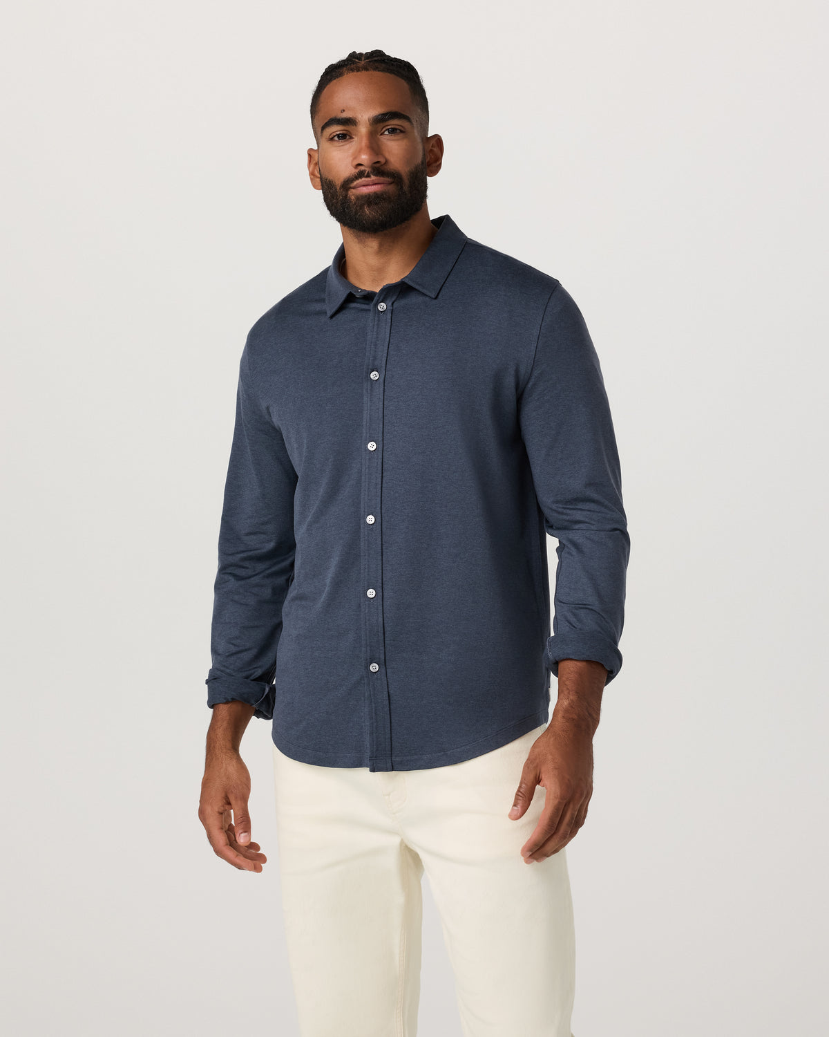 Men's Long Sleeve Ponto Button Down Azure Heather | Vuori Discount
