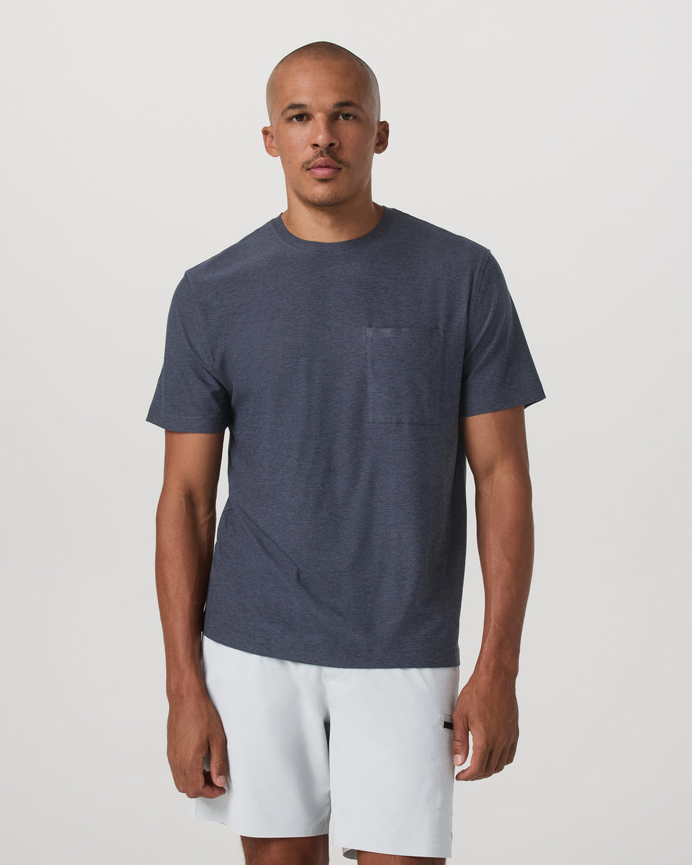 Short Sleeve Strato Pocket Tee-Relaxed Fit Dark Azure Heather | Vuori Clothing