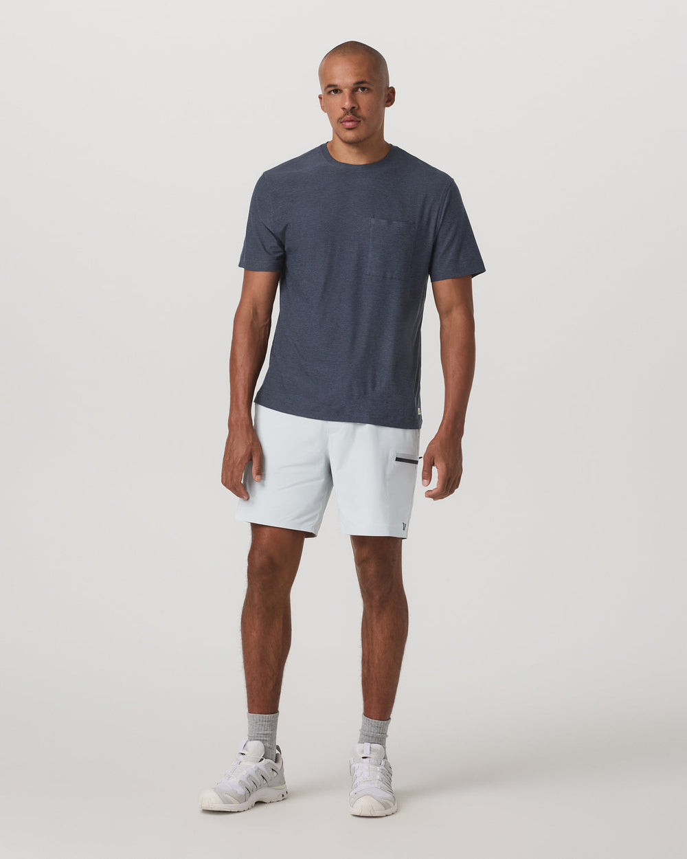 Short Sleeve Strato Pocket Tee-Relaxed Fit Dark Azure Heather | Vuori Clothing