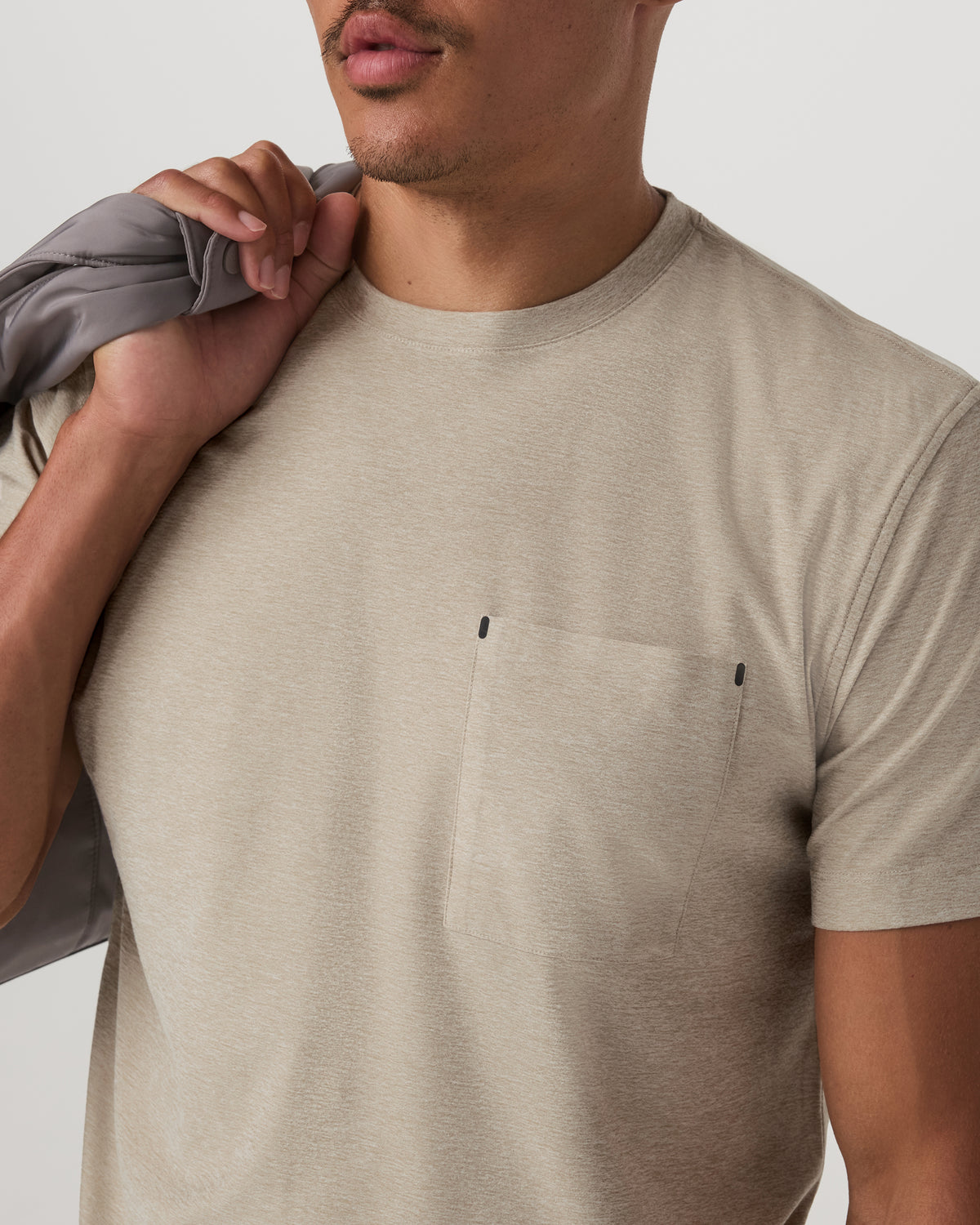 Short Sleeve Strato Pocket Tee-Relaxed Fit Truffle Heather | Vuori