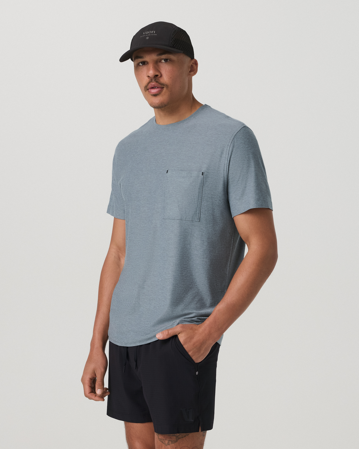 Short Sleeve Strato Pocket Tee-Relaxed Fit Dusty Blue Heather | Vuori Discount