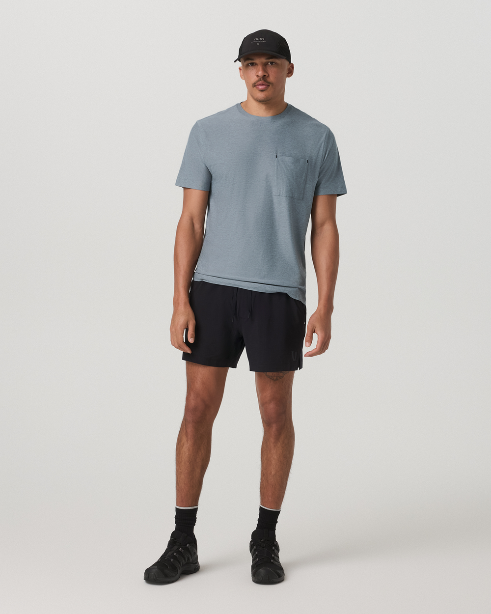 Short Sleeve Strato Pocket Tee-Relaxed Fit Dusty Blue Heather | Vuori Discount