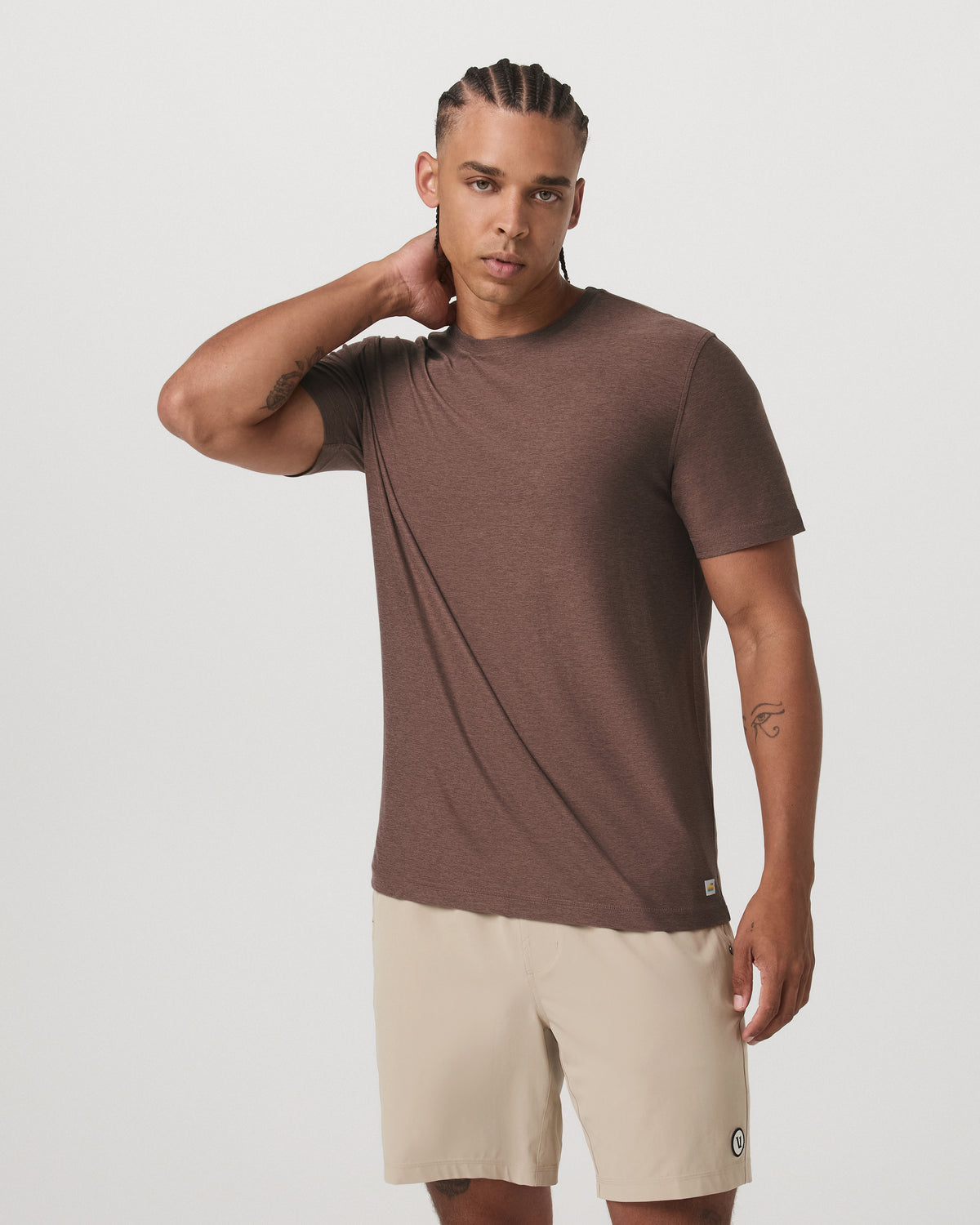 Strato Tech Tee Men's Sable Heather Performance T-Shirt | Vuori Online