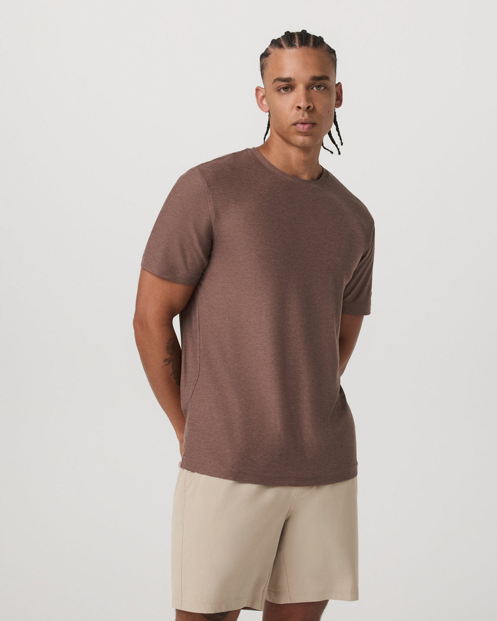 Strato Tech Tee Men's Sable Heather Performance T-Shirt | Vuori Online