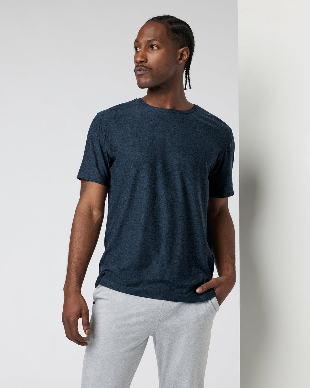 Strato Tech Tee Men's Navy Heather Blue Tee | Vuori Outlet