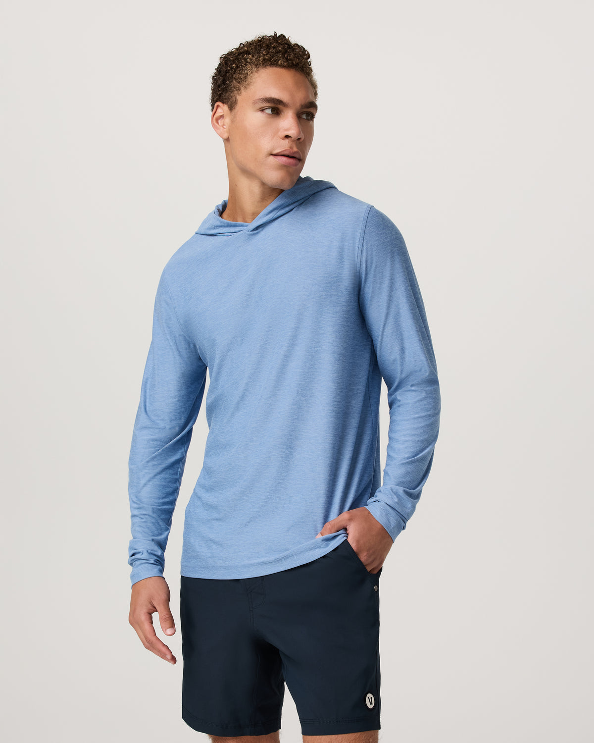 Strato Tech Hoodie Men's Isle Blue Heather Hoodie | Vuori US