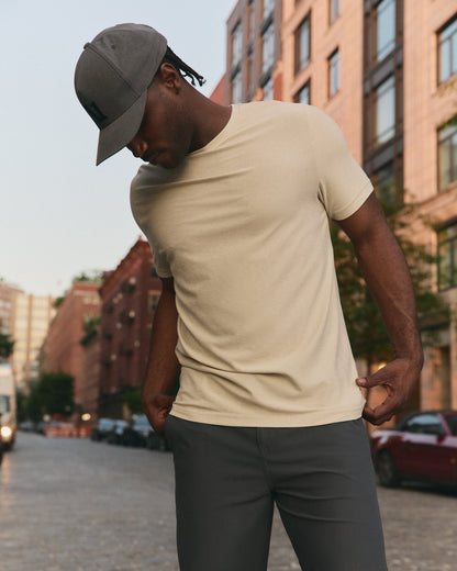 Strato Tech Tee Men's Mushroom Heather T-Shirt | Vuori Online