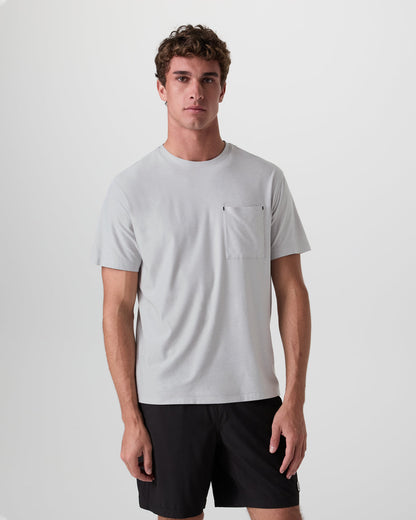 Short Sleeve Strato Pocket Tee - Relaxed Fit Platinum Heather | Vuori On sale