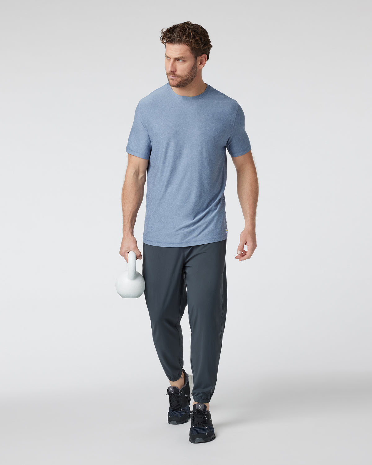 Strato Tech Tee Men's Chambray Heather Workout Shirt | Vuori