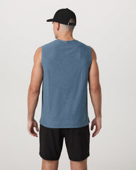 Strato Muscle Tee Men's Pool Blue Heather Tank Top | Vuori Outlet