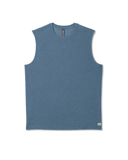 Strato Muscle Tee Men's Pool Blue Heather Tank Top | Vuori Outlet