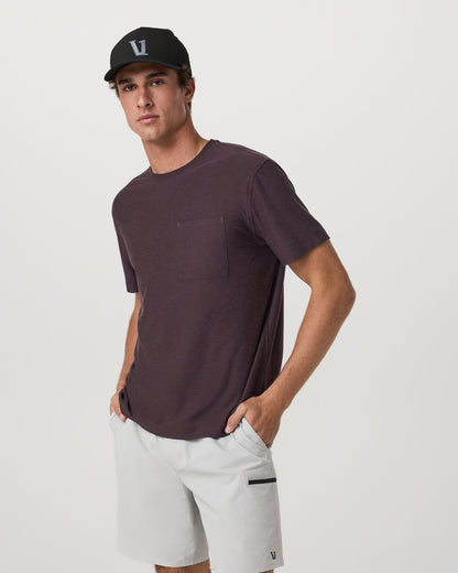 Short Sleeve Strato Pocket Tee - Relaxed Fit Raisin Heather | Vuori Clothing