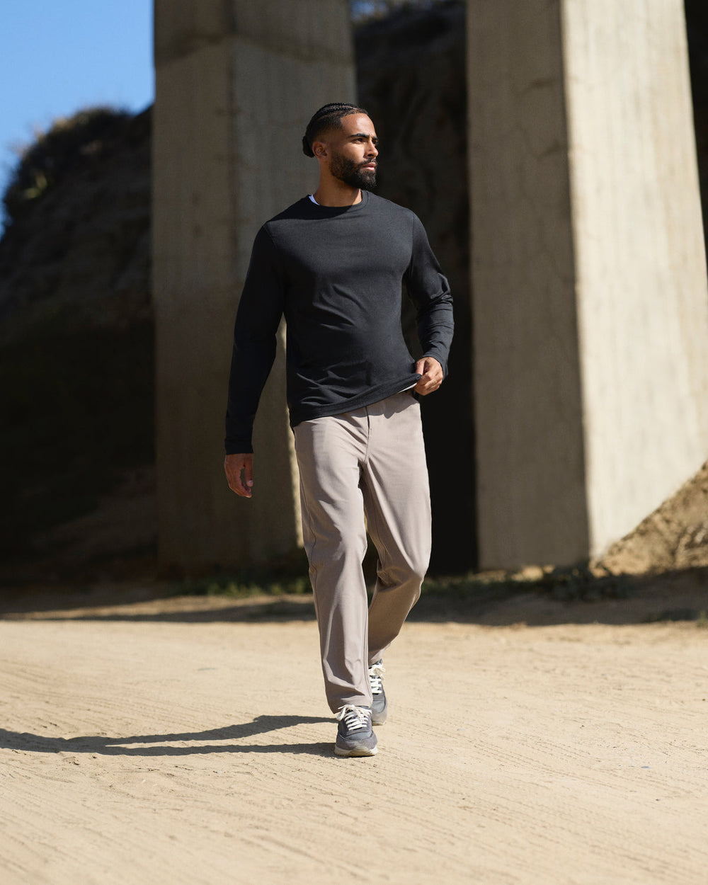 Long Sleeve Ponto Performance Tee Black Heather | Vuori Online