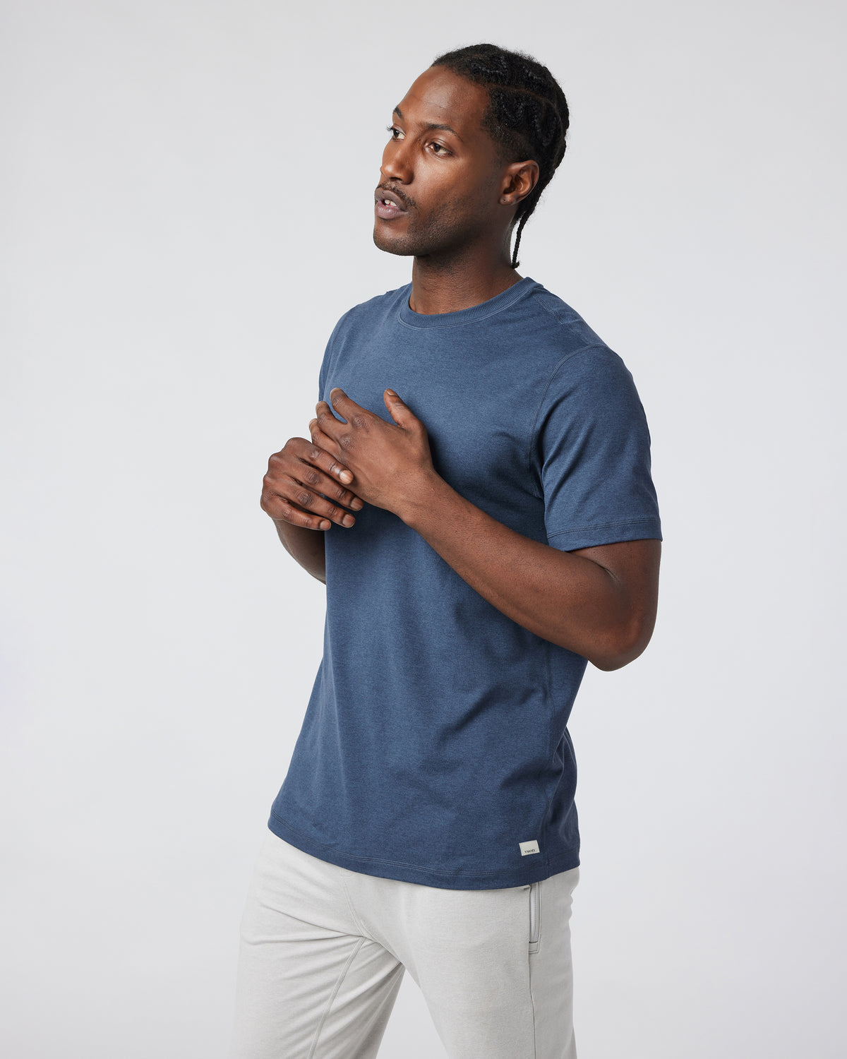 Short Sleeve Ponto Performance Tee Azure Heather | Vuori Clothing
