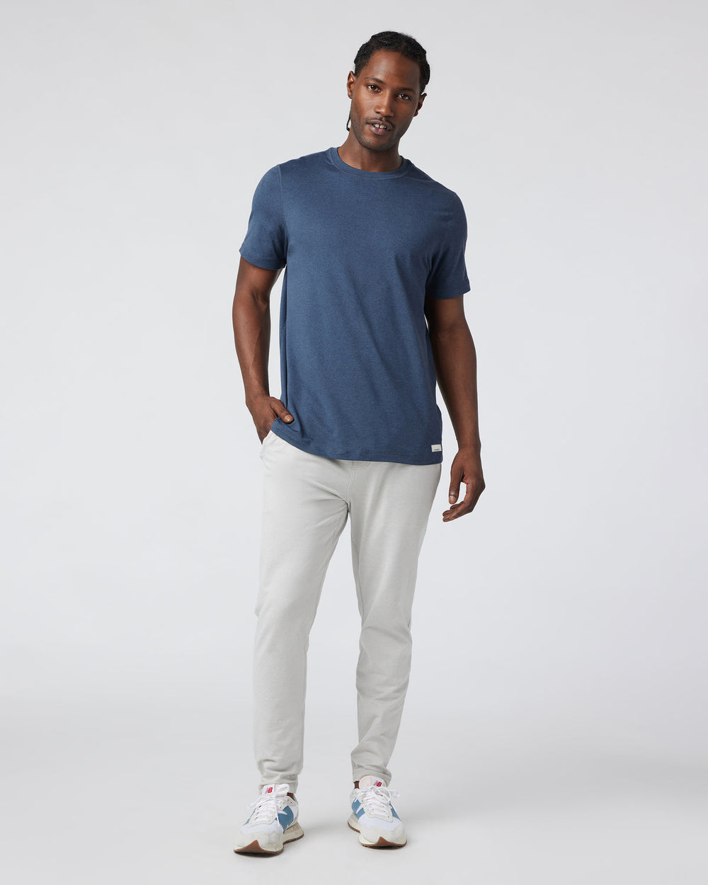 Short Sleeve Ponto Performance Tee Azure Heather | Vuori Clothing