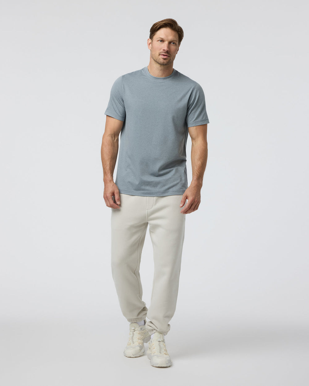 Short Sleeve Ponto Performance Tee Dusty Blue Heather | Vuori Online
