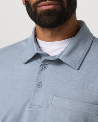 Men's Long Sleeve Coronado Rugby Shirt Blue Dusk Heather | Vuori US