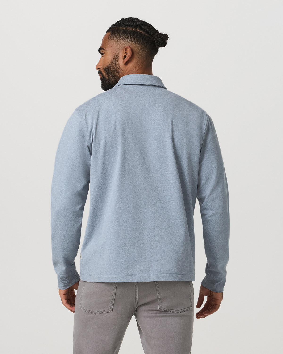 Men's Long Sleeve Coronado Rugby Shirt Blue Dusk Heather | Vuori US