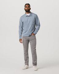 Men's Long Sleeve Coronado Rugby Shirt Blue Dusk Heather | Vuori US