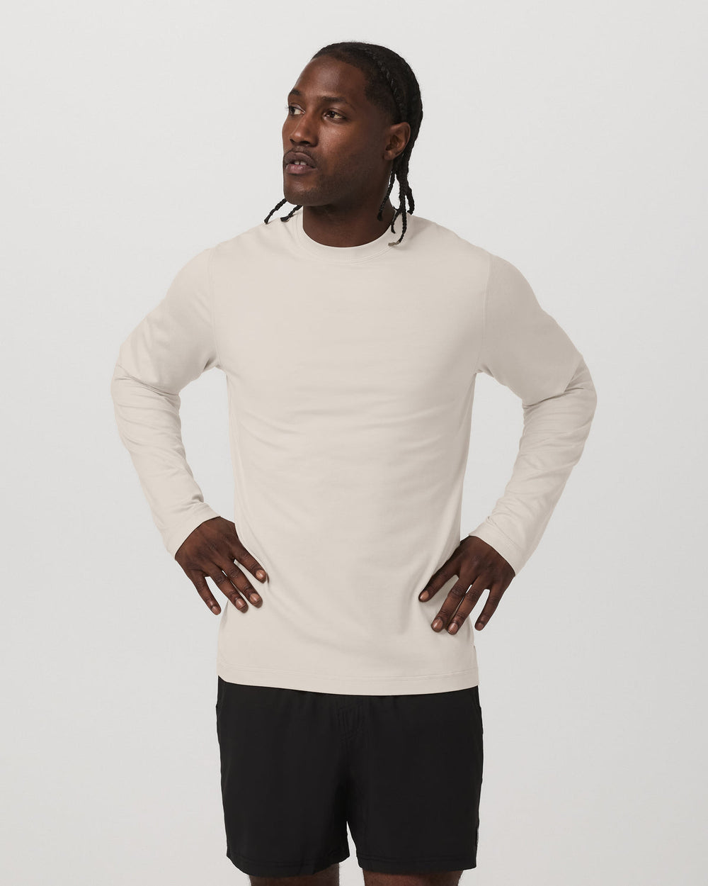 Men's Long Sleeve Ponto Performance Tee Oatmeal Heather | Vuori Online