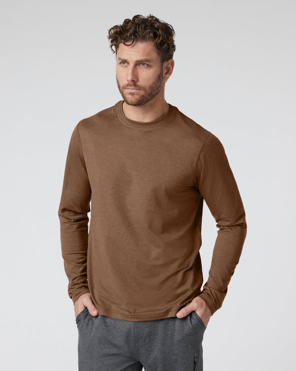 Long Sleeve Ponto Performance Tee Pecan Heather | Vuori