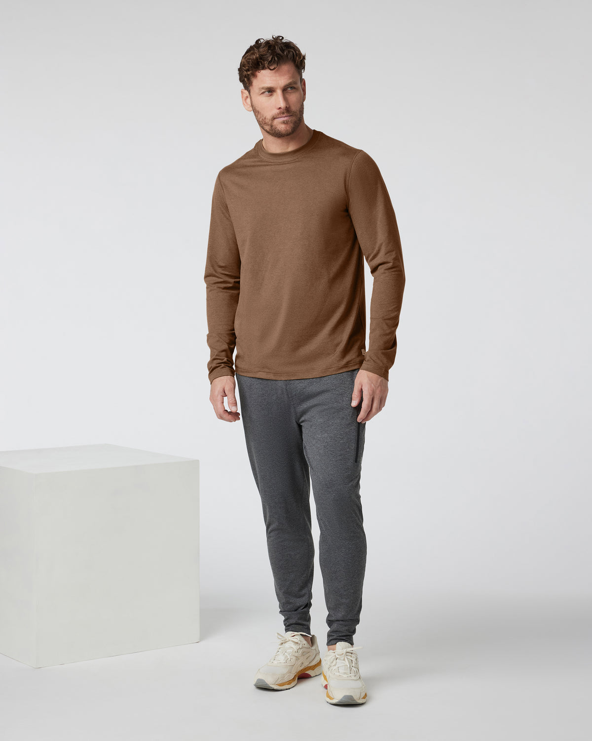 Long Sleeve Ponto Performance Tee Pecan Heather | Vuori
